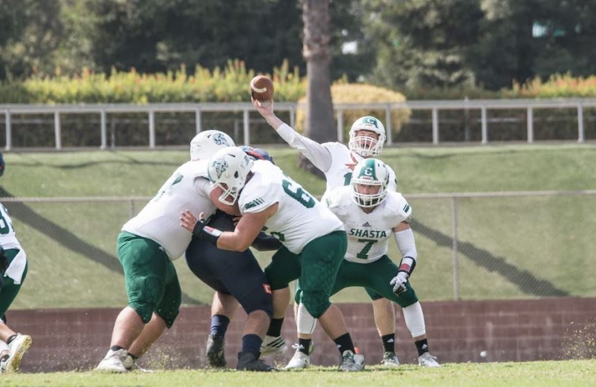 SHASTA COLLEGE RALLIES PAST FEATHER RIVER 44-37